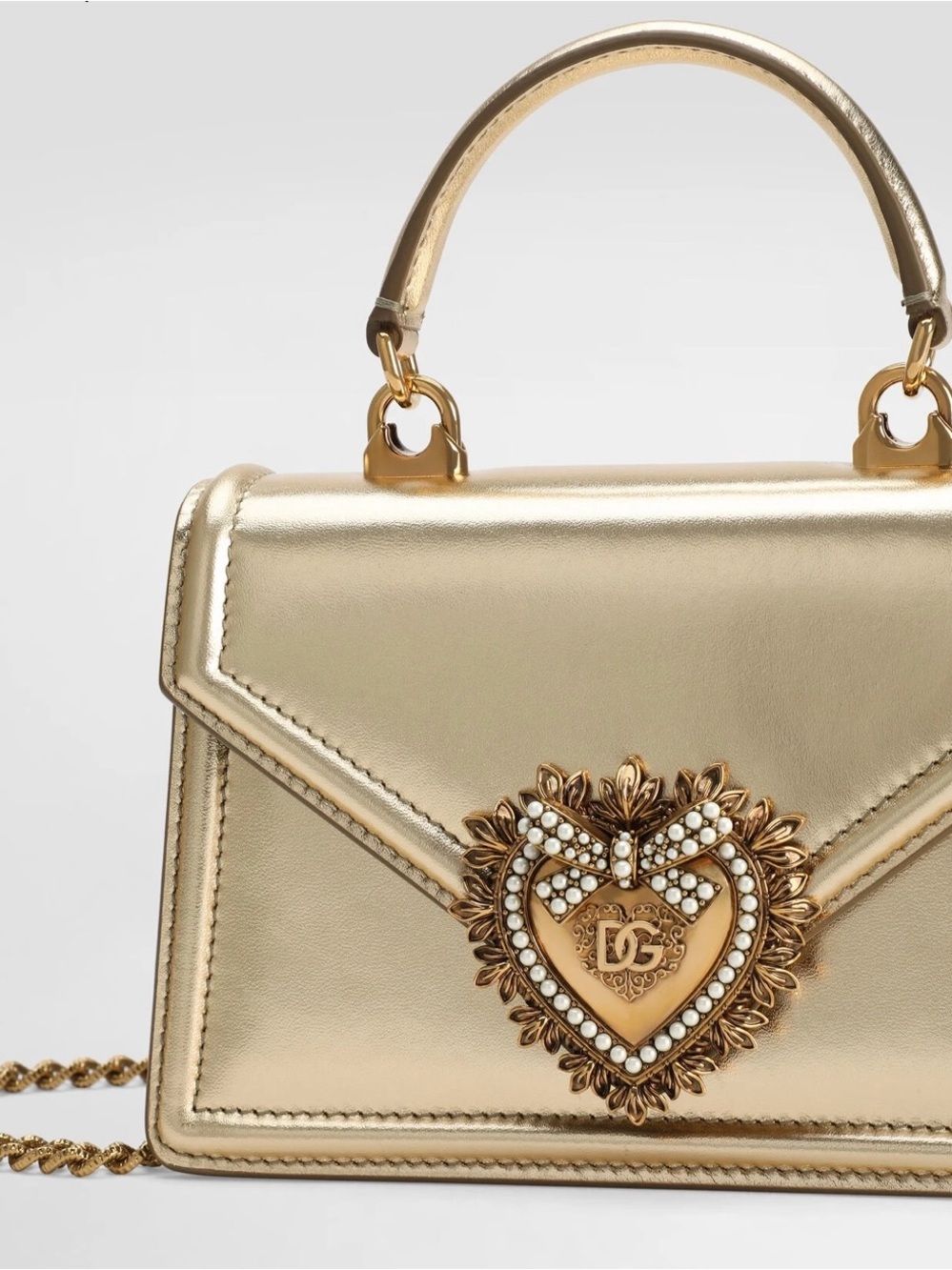 Dolce & Gabbana Small Devotion bag nappa mordore leather gold purse clutch and